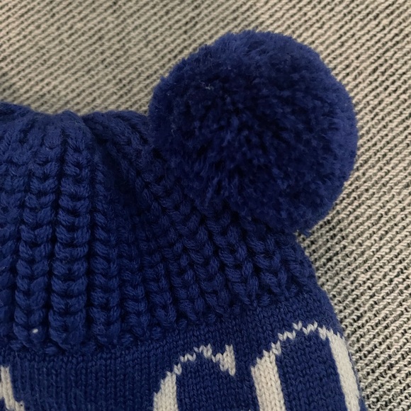 Canada goose Baby double Pom Pom winter hat in pacific blue - Picture 3 of 4